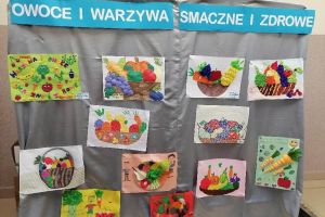 prace uczniów na konkurs o owocach i warzywach