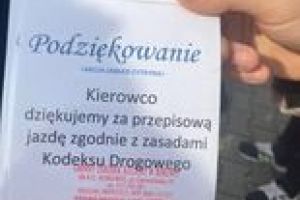 podziękowanie dla kierowcy za prawidłową jazdę