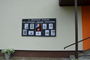 Plakat promujący Diecezjalny Konkurs o Kardynale Stefanie Wyszyńskim.
