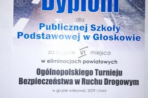 Dyplom za wysokie osiągnięcie w konkursie powiatowym.